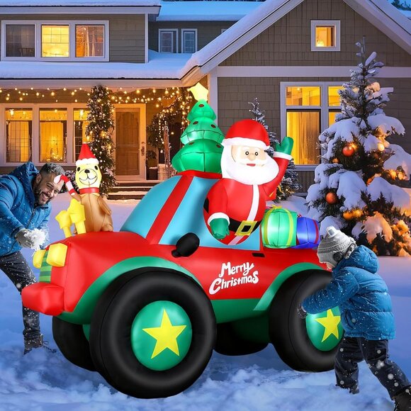 🆕8FT Christmas Inflatable Truck with Built-in LED Lights Outdoor Decoration - Picture 10 of 10